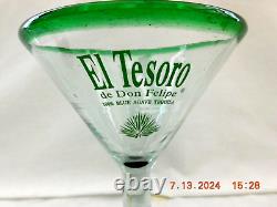 Hand Blown El Tesoro de Don Felipe 100% Blue Agave Tequila 8 Martini Glasses 2s5
