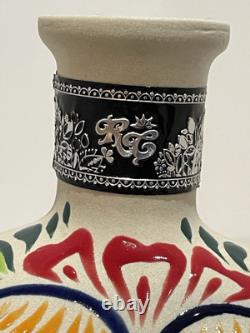 Hand Painted Empty Tequila Decanter. Initials R. C. 8.5 Inches Tall 1 Spot