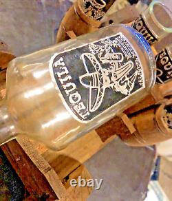 Handblown Mexican Shot Glass and Tequila Set Wooden Wagon Decanter Solid Wood