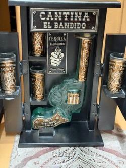 Handcrafted Mexican Cantina El Bandido Skull Tequila Decanter Shot Glass Set