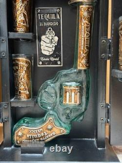 Handcrafted Mexican Cantina El Bandido Skull Tequila Decanter Shot Glass Set