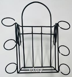 Handmade Herradura Tequila DECANTER & 6 SHOT GLASS SET in Rack with Metal Accents