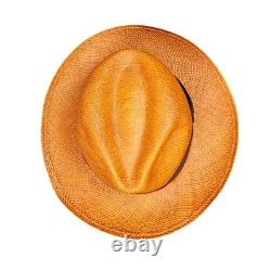 Homero Ortega Genuine Panama Hat Mens L Fedora Tequila Straw Brown Band NWT