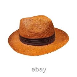 Homero Ortega Genuine Panama Hat Mens L Fedora Tequila Straw Brown Band NWT