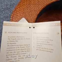 Homero Ortega Genuine Panama Hat Mens L Fedora Tequila Straw Brown Band NWT