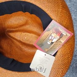 Homero Ortega Genuine Panama Hat Mens L Fedora Tequila Straw Brown Band NWT