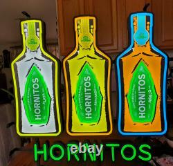Hornitos Agave Tequila Led Bar Sign Man Cave Garage Decor Light 3 Bottle Sign