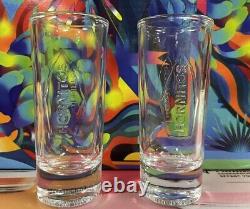 Hornitos Tall Tequila Clear Shot Glasses Set Of 2 Embossed Logo New