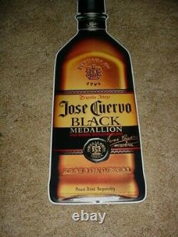 Htf Jose Cuervo Black Tequila Metal Bottle Shaped Sign, 2007, Signature Blend