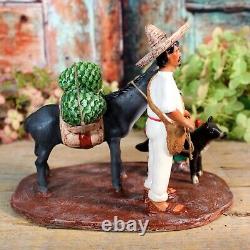 Jimador Agave to Market Donkey & Dog Tequila Clay Handmade Goche Mexican Folk