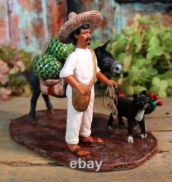 Jimador Agave to Market Donkey & Dog Tequila Clay Handmade Goche Mexican Folk