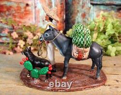 Jimador Agave to Market Donkey & Dog Tequila Clay Handmade Goche Mexican Folk