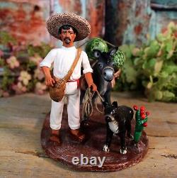 Jimador Agave to Market Donkey & Dog Tequila Clay Handmade Goche Mexican Folk