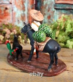 Jimador Agave to Market Donkey & Dog Tequila Clay Handmade Goche Mexican Folk