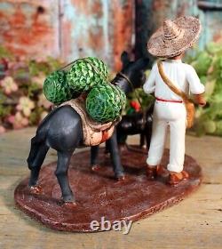 Jimador Agave to Market Donkey & Dog Tequila Clay Handmade Goche Mexican Folk