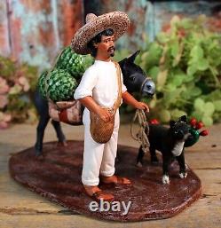 Jimador Agave to Market Donkey & Dog Tequila Clay Handmade Goche Mexican Folk