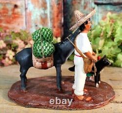 Jimador Agave to Market Donkey & Dog Tequila Clay Handmade Goche Mexican Folk