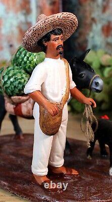 Jimador Agave to Market Donkey & Dog Tequila Clay Handmade Goche Mexican Folk