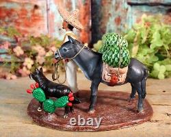 Jimador Agave to Market Donkey & Dog Tequila Clay Handmade Goche Mexican Folk