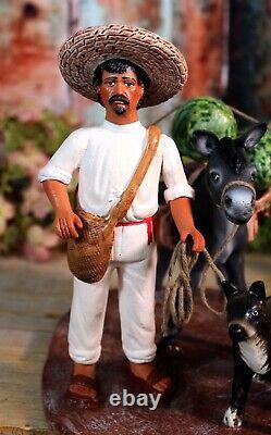 Jimador Agave to Market Donkey & Dog Tequila Clay Handmade Goche Mexican Folk