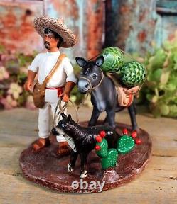 Jimador Agave to Market Donkey & Dog Tequila Clay Handmade Goche Mexican Folk