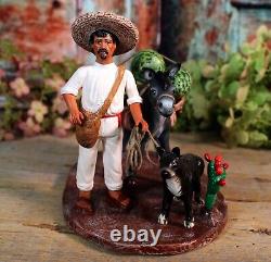 Jimador Agave to Market Donkey & Dog Tequila Clay Handmade Goche Mexican Folk