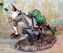 Jimador & Donkey Harvesting Agave Tequila Mescal Handmade Clay Mexican Folk Art