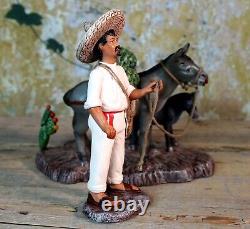 Jimador & Donkey Harvesting Agave Tequila Mescal Handmade Clay Mexican Folk Art