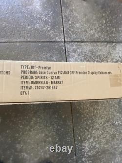 Jose Cuervo Tequila Wood Frame Patio 7 foot umbrella White On Black NEW