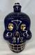 Kah Tequila 750ml Skull Day Of The Dead #2522/18000 Gold Blue Hand Painted