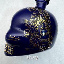 KAH Tequila Skull Bottle Limited Edition 2012 Blue & 24K Gold RARE! NO Numbers