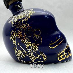 KAH Tequila Skull Bottle Limited Edition 2012 Blue & 24K Gold RARE! NO Numbers