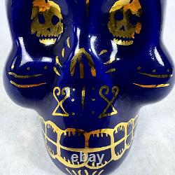KAH Tequila Skull Bottle Limited Edition 2012 Blue & 24K Gold RARE! NO Numbers