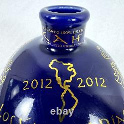 KAH Tequila Skull Bottle Limited Edition 2012 Blue & 24K Gold RARE! NO Numbers