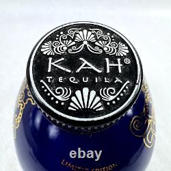 KAH Tequila Skull Bottle Limited Edition 2012 Blue & 24K Gold RARE! NO Numbers