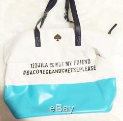 KATE SPADE Turquoise Call to Action Tequila Not My Friend Tote Handbag Bag NEW