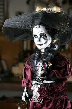 Künstlerpuppe la catrina DEKO totenkopf mexikanisch tequila kult unikat