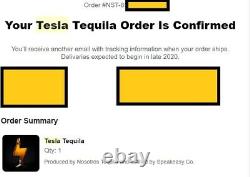 LIMITED EDITION TESLA TEQUILA Bottle and Stand (EMPTY + PRESALE) No alcohol