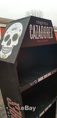 (L@@K) Tequila liquor Skull head tatto coffin casket shelf sign bar man cave