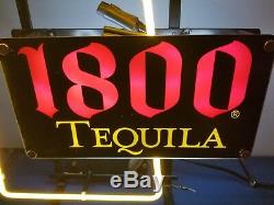 (L@@K) tequila 1800 neon light up sign bar game room man cave rare liquor