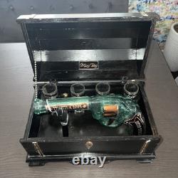 La Bufadora Tequila Mini Bar Treasure Chest Pistol Revolver Bottle 4 Shot Glass
