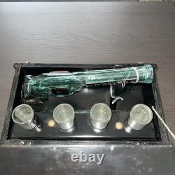 La Bufadora Tequila Mini Bar Treasure Chest Pistol Revolver Bottle 4 Shot Glass
