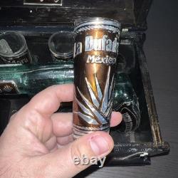 La Bufadora Tequila Mini Bar Treasure Chest Pistol Revolver Bottle 4 Shot Glass