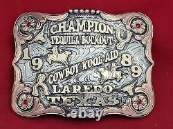 Laredo Tx Tequila Bull Riding Rodeo Trophy Champion Belt Buckle1989 Vtg. 535