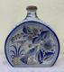 Large Rounded Tequila Jug Hand Painted In Mexico Florero Herradura Grande Blue