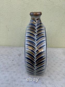 Large Rounded Tequila Jug Hand Painted in Mexico FLORERO HERRADURA GRANDE Blue
