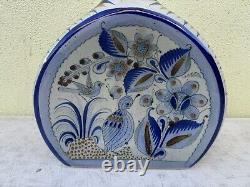 Large Rounded Tequila Jug Hand Painted in Mexico FLORERO HERRADURA GRANDE Blue