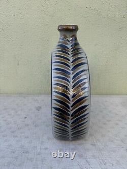 Large Rounded Tequila Jug Hand Painted in Mexico FLORERO HERRADURA GRANDE Blue