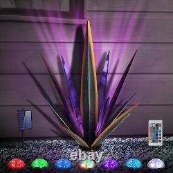 Large Tequila Rustic Metal Agave Sculpture, Hand-Painted Garden Statue with Sola