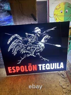 Light up espolon tequila sign skeleton rooster Alcohol Liquor